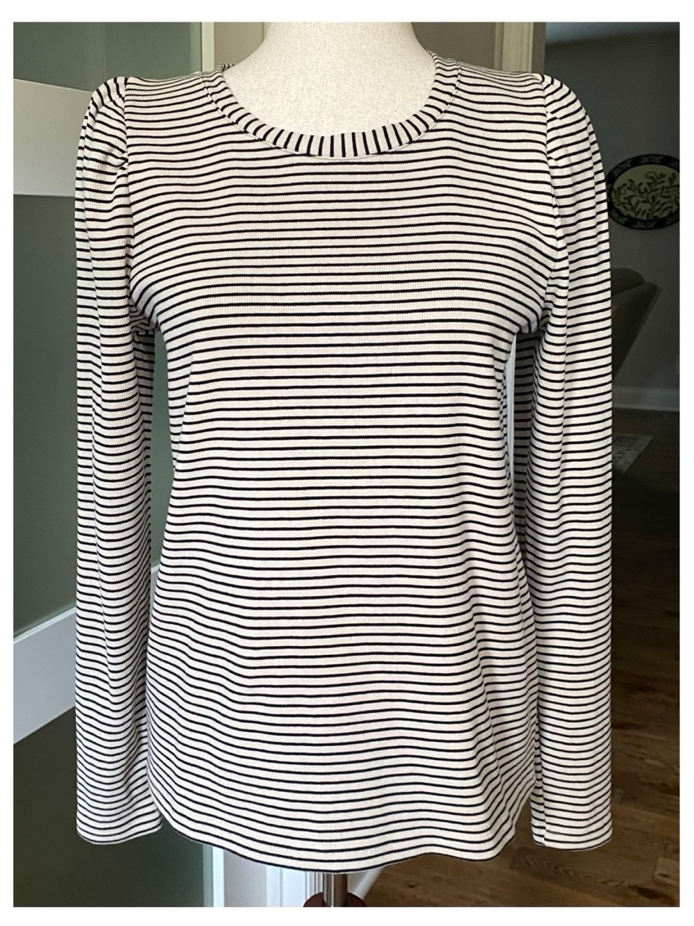 Chic Modern Works Striped Long Sleeve Ribbed Top